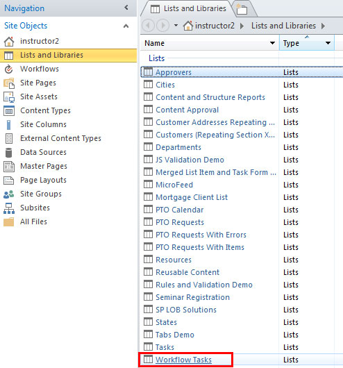 ListsAndLibrariesListing