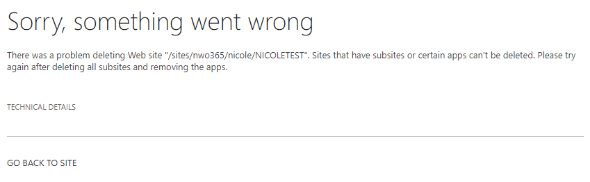 ErrorMessageDeletingSPOSite